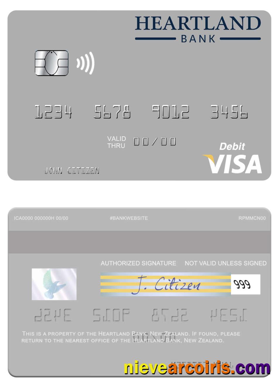 New Zealand Heartland Bank visa debit card